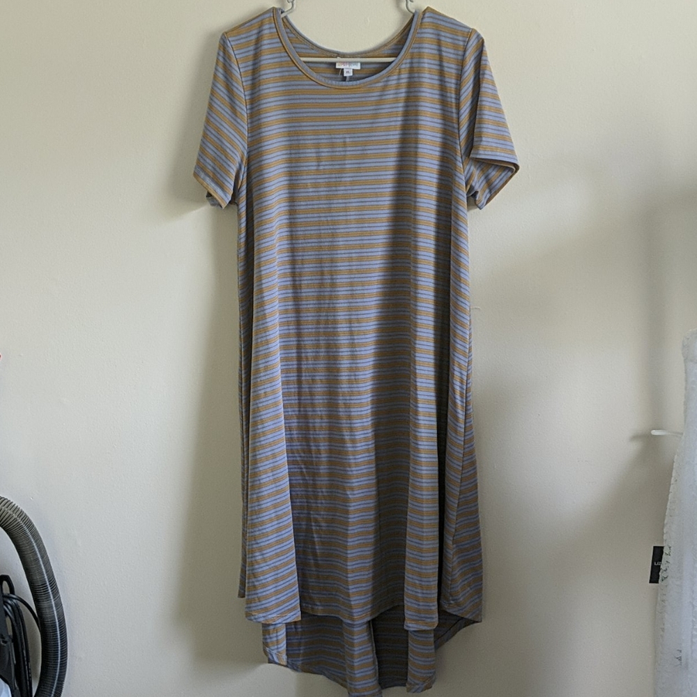 LulaRoe Carly high low dress striped size XL